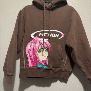 Brown Women's Hoodie with Pink Graphic